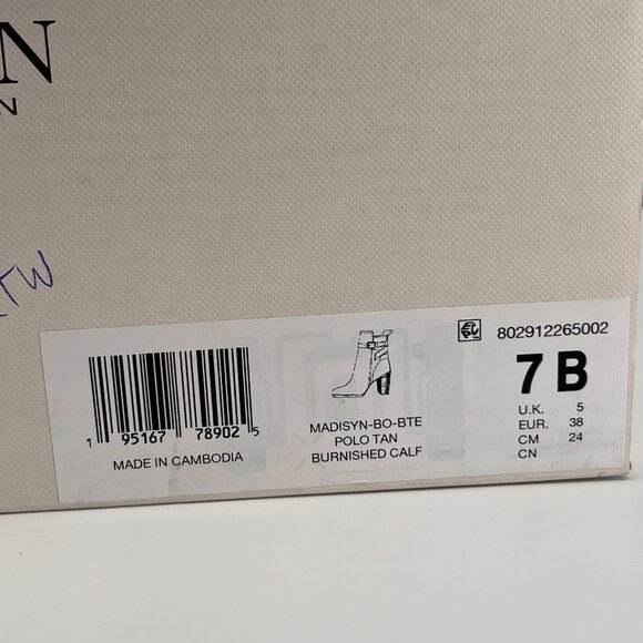 Lauren Ralph Lauren Madisyn Bootie Size 7B Polo Tan Leather Buckled Ankle Strap - Picture 16 of 16